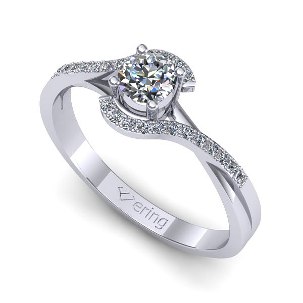 Inel de logodna din aur alb cu diamant de laborator