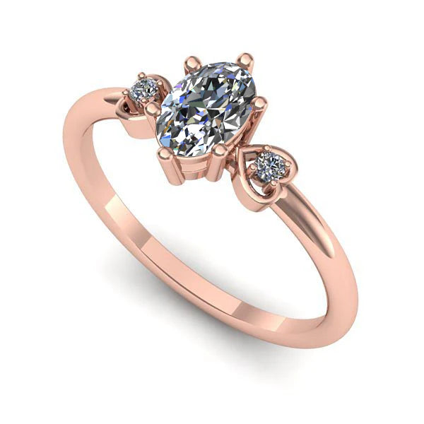 Inel logodna din aur roz cu diamant de laborator