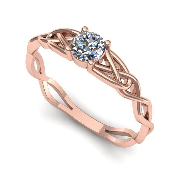 Inel de logodna din aur roz cu diamant de laborator