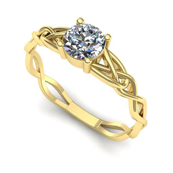 Inel din aur galben cu diamant de laborator