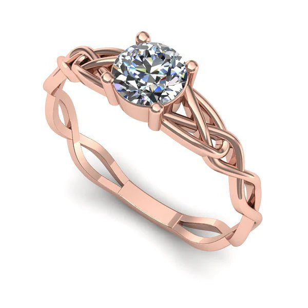 Inel de logodna din aur roz cu diamant de laborator