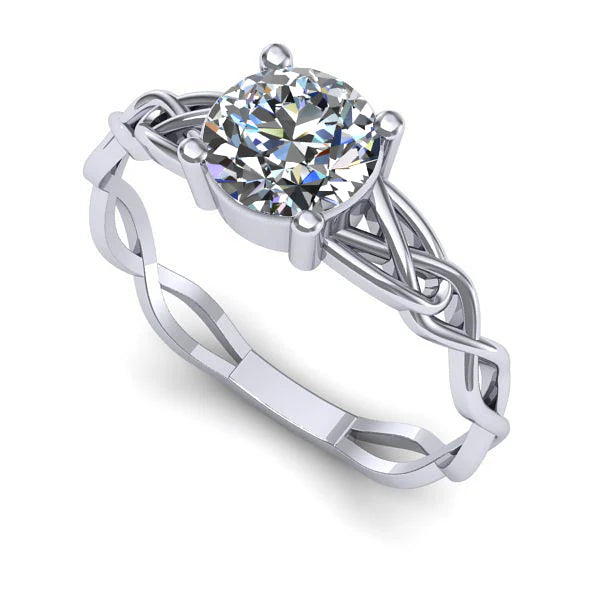 Inel din aur alb cu diamant de laborator