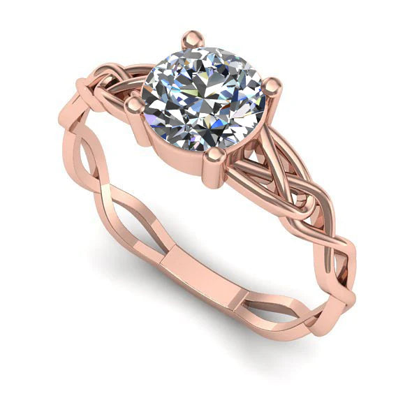 Inel logodna din aur roz cu diamant de laborator