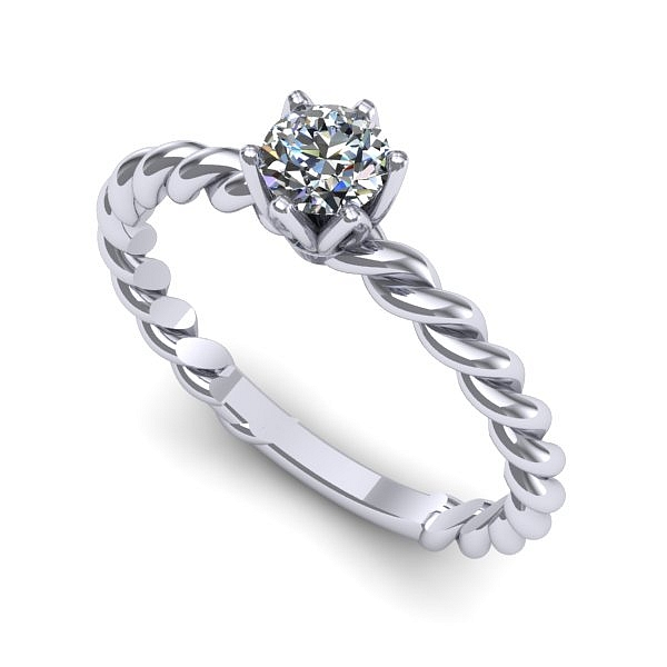 Inel logodna din aur alb cu diamant de laborator