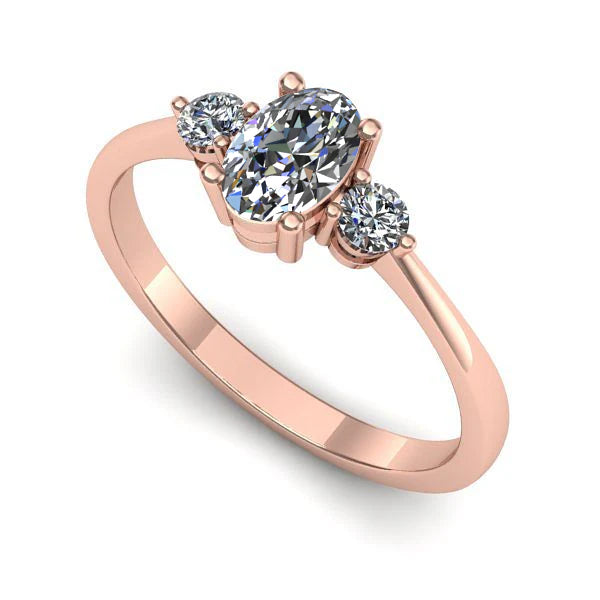 Inel logodna din aur roz cu diamant de laborator