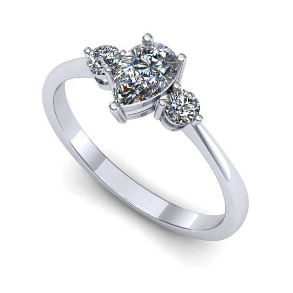 Inel din aur alb cu diamant de laborator