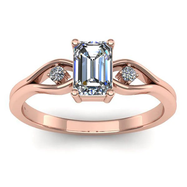 Inel logodna cu diamant de laborator dreptunghiular