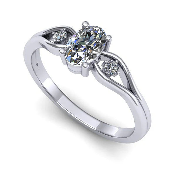 Inel logodna din aur alb cu diamant de laborator