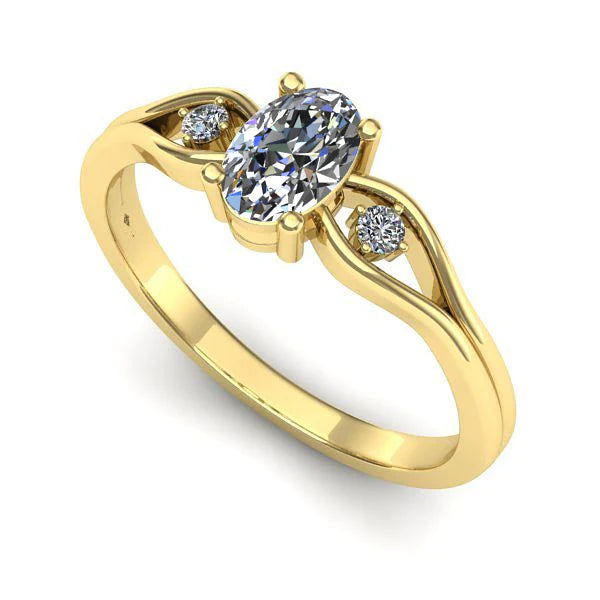 Inel de logodna din aur galben cu diamant de laborator