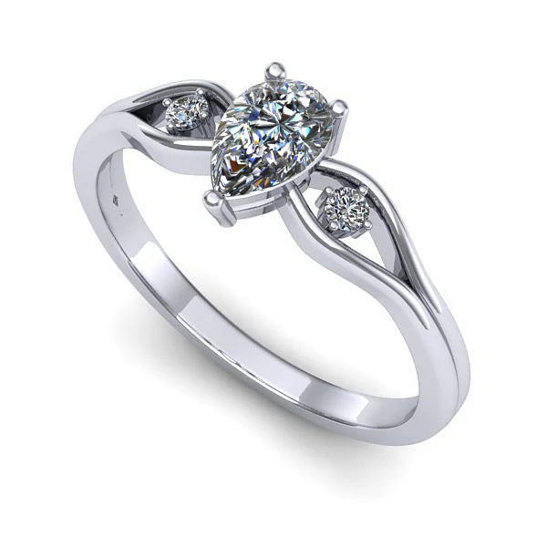 Inel din aur alb cu diamant de laborator