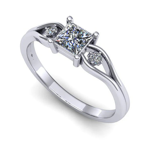 Inel din aur alb cu diamant de laborator