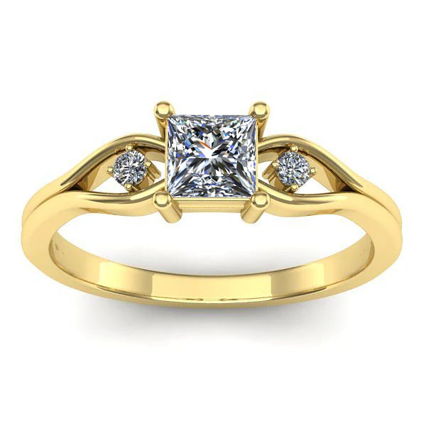 Inel cu diamant de laborator patrat