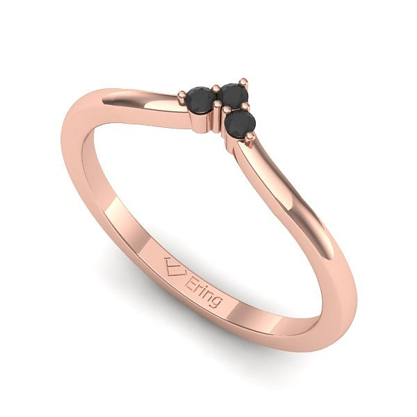 Inel din aur roz cu diamant negru