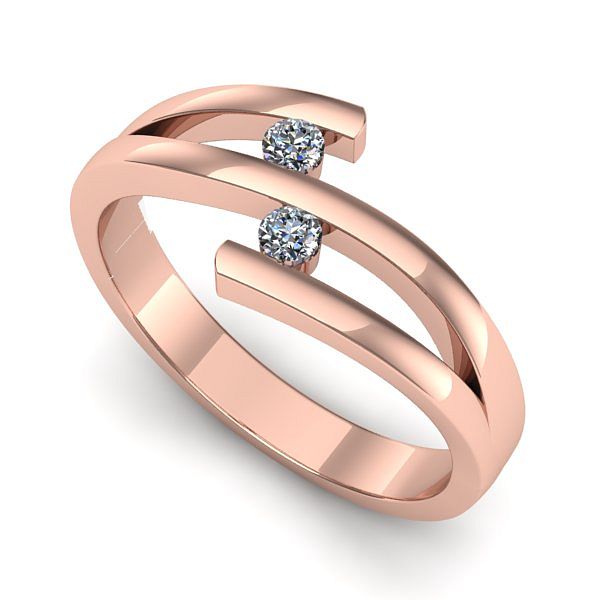 Inel din aur roz cu diamant