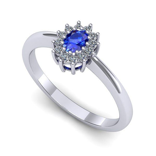 Inel logodna din aur alb cu safir