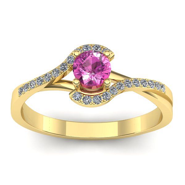 Inel logodna cu safir roz rotund