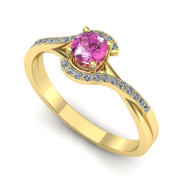 Inel din aur galben cu safir roz