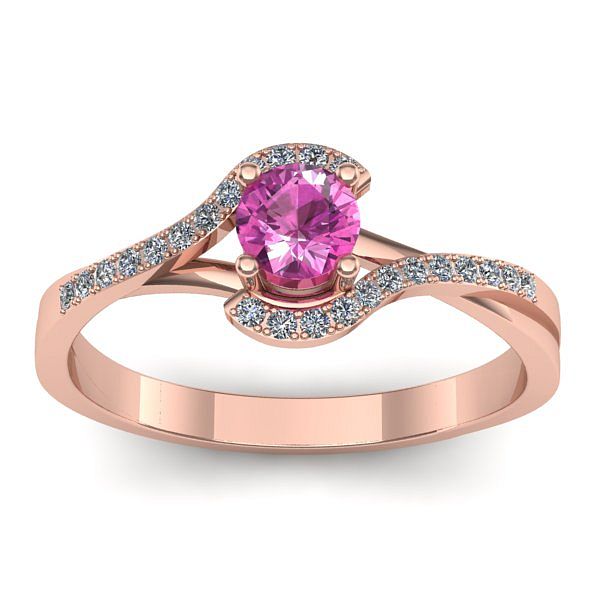 Inel logodna cu safir roz rotund