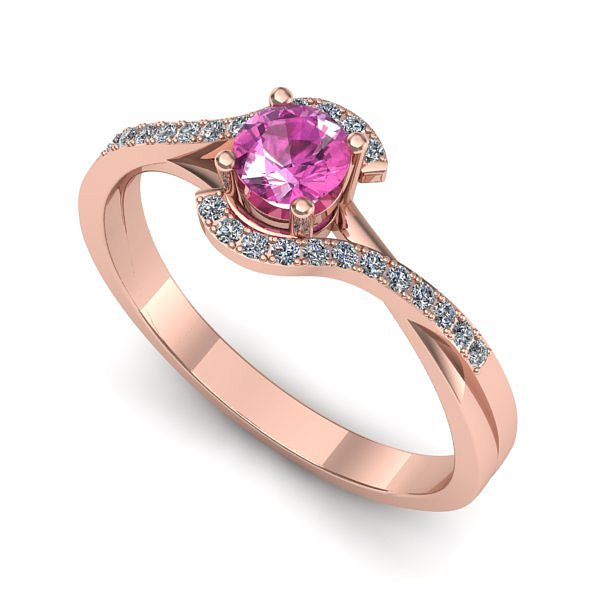 Inel din aur roz cu safir roz