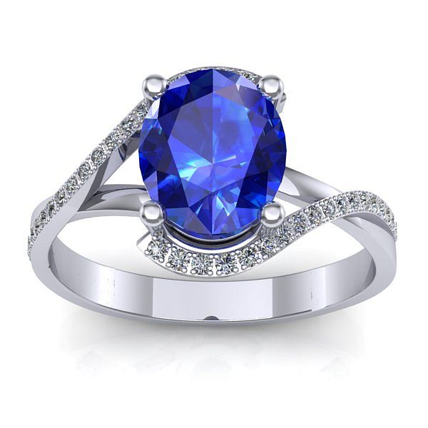 Inel de logodna cu safir oval