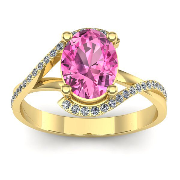 Inel logodna cu safir roz oval