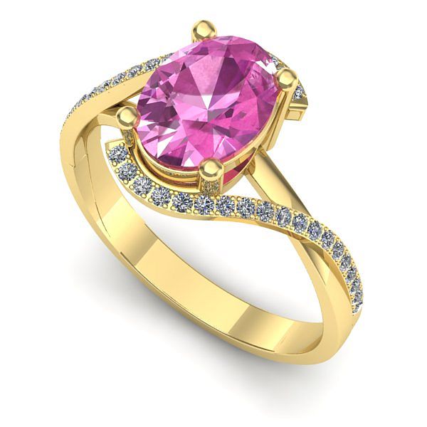 Inel din aur galben cu safir roz