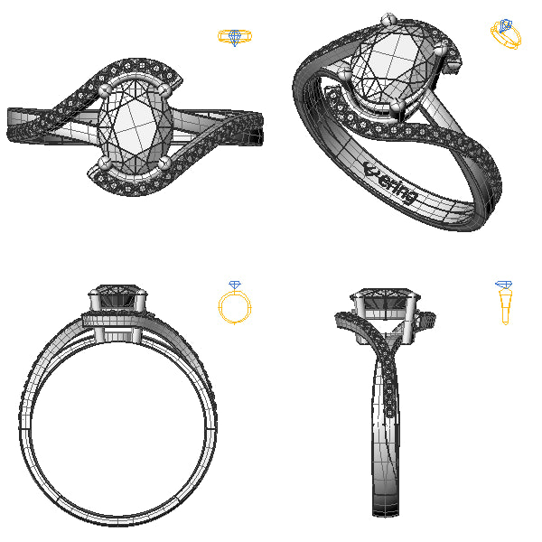 Inel sidestone cu diamant de laborator