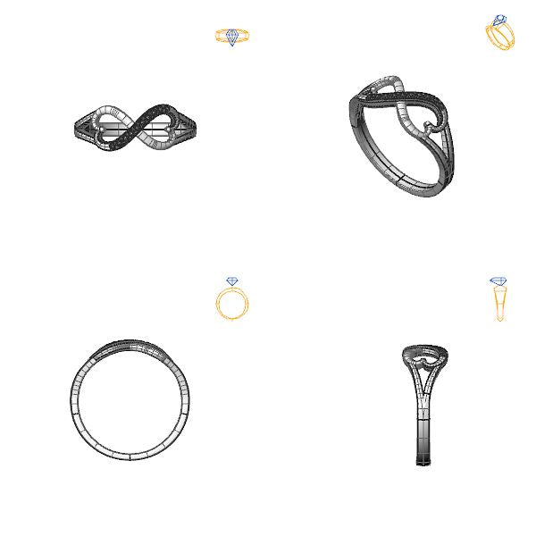 Inel eternity cu diamante negre