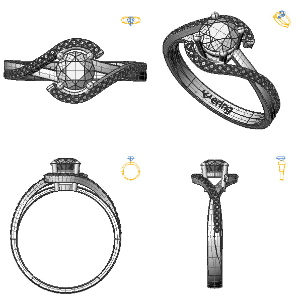 Inel sidestone cu diamant