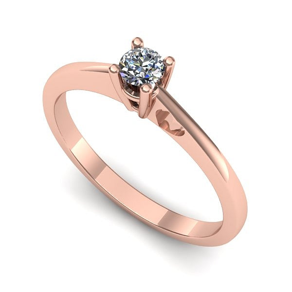 Inel logodna din aur roz cu diamant