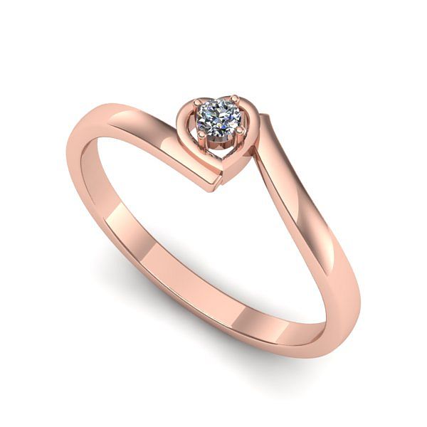 Inel din aur roz cu diamant