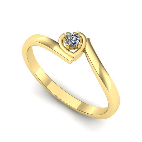 Inel logodna din aur galben cu diamant