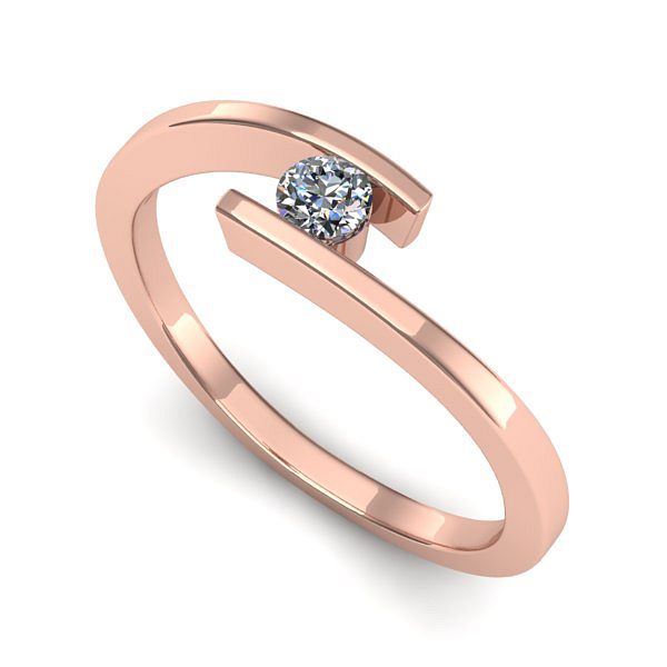 Inel de logodna din aur roz cu diamant