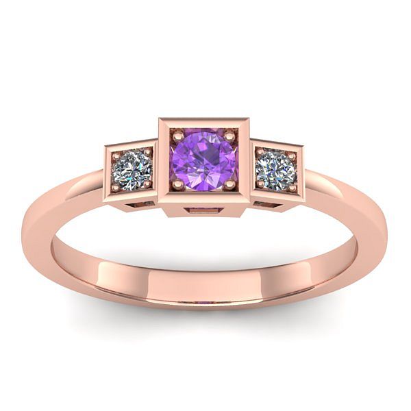 Inel de logodna cu ametist rotund