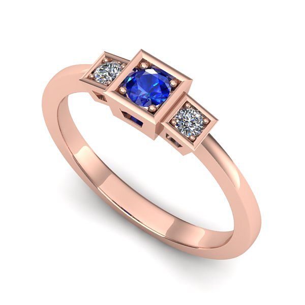 Inel din aur roz cu safir