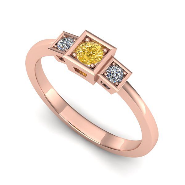 Inel din aur roz cu safir galben