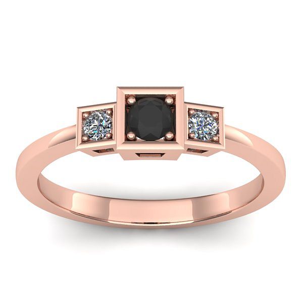 Inel logodna cu diamant negru rotund