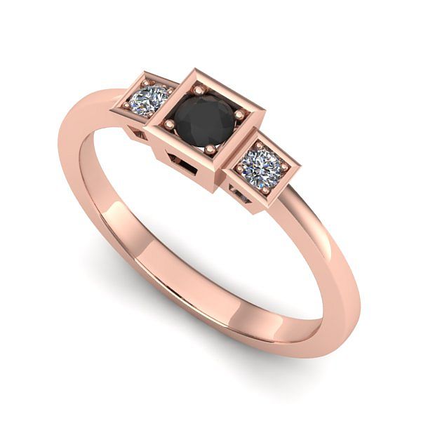 Inel din aur roz cu diamant negru