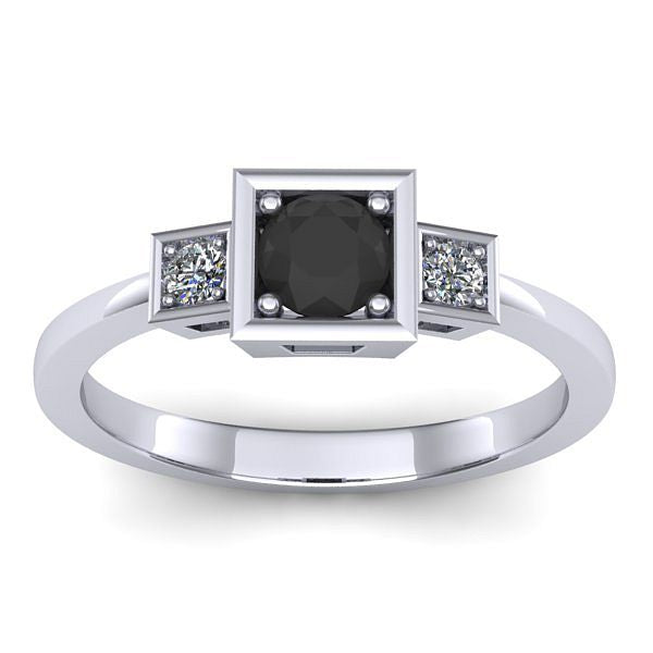 Inel cu diamant negru rotund
