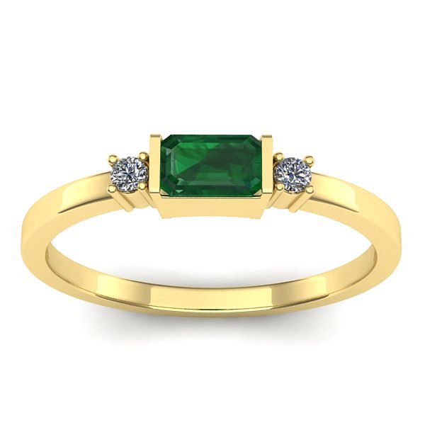 Inel de logodna cu smarald dreptunghiular