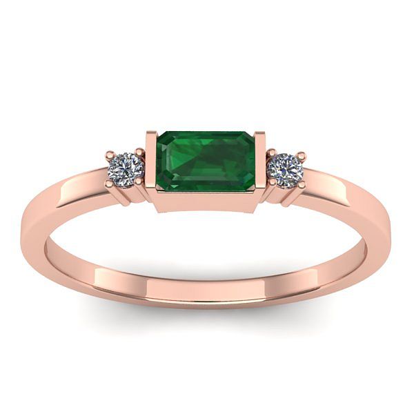 Inel de logodna cu smarald dreptunghiular