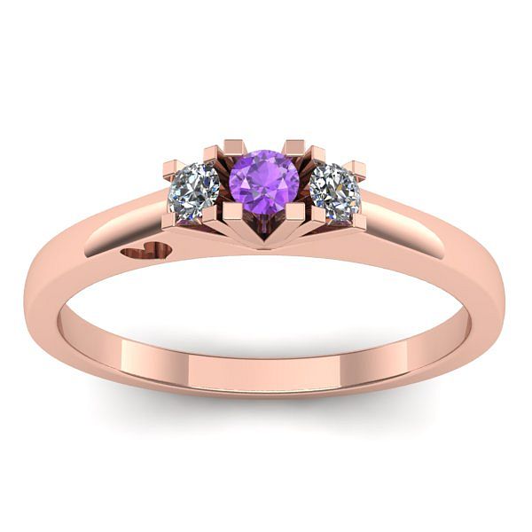 Inel logodna cu ametist rotund