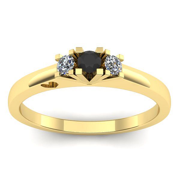 Inel de logodna cu diamant negru rotund