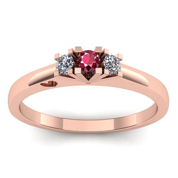 Inel logodna cu rubin rotund
