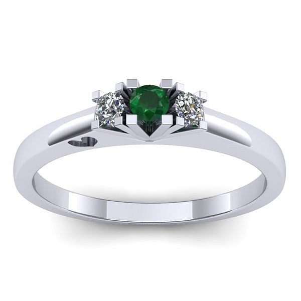 Inel logodna cu smarald rotund