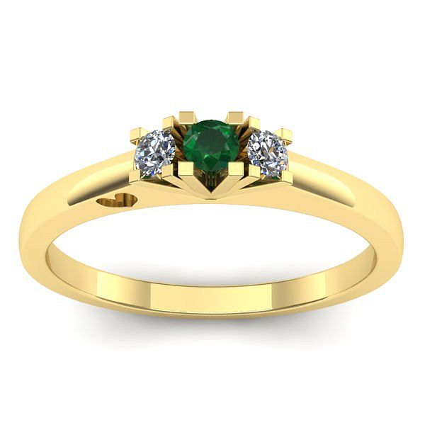 Inel de logodna cu smarald rotund