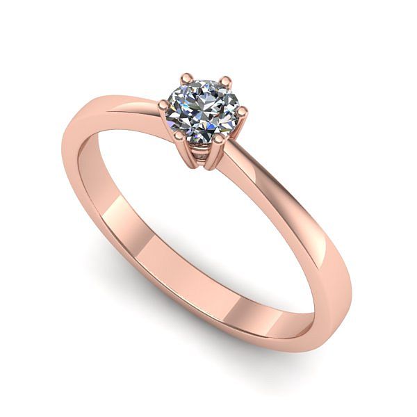 Inel logodna din aur roz cu diamant