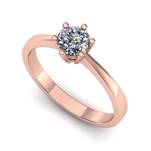 Inel din aur roz cu diamant