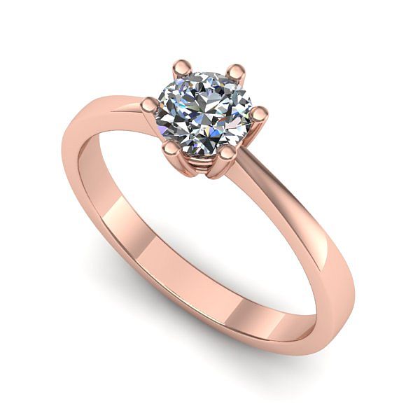 Inel logodna din aur roz cu diamant