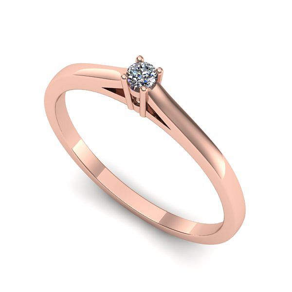 Inel logodna din aur roz cu diamant